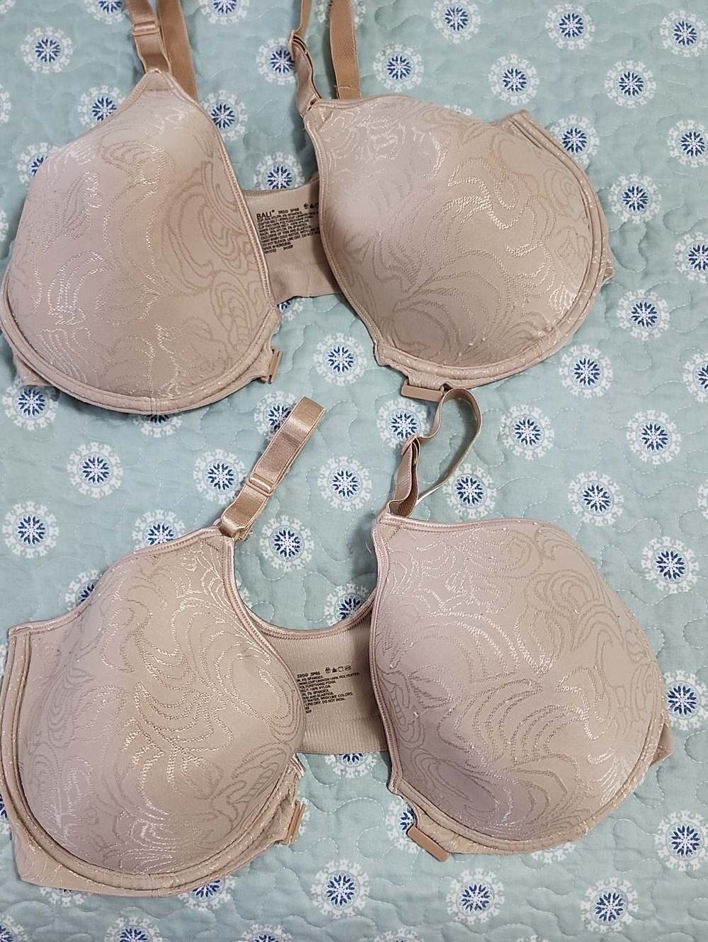 Bali Nude Shimmer Jacquard T-Shirt Bras - 2 Pack